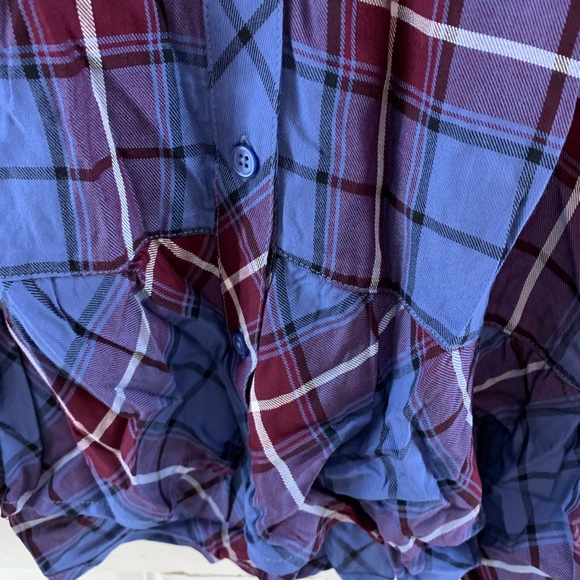 NWT CJ Banks Blue Maroon Plaid Button Down - Picture 6 of 7